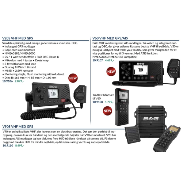 B&G V60-B VHF med AIS transpondere B m ekstern GPS