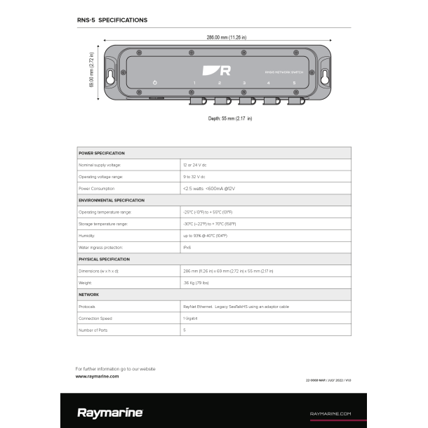 Raymarine RNS5-RayNet Netvrks Switchboks
