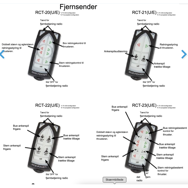 Side-Power Fjernbetjening for Bov- og agterpropeller *
