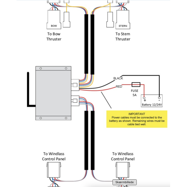 Side-Power Fjernkontrol for dobbelt ankerspil *